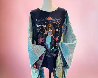 Under the Sea Butterfly Upcycled Tee Poncho