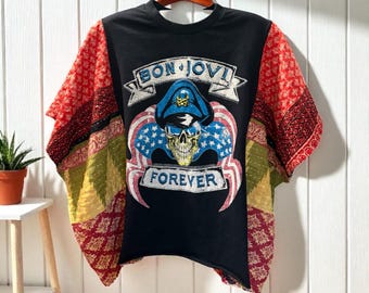 Bon Jovi Upcycled Vintage Kantha Upcycled Tee Fits Small to XXL