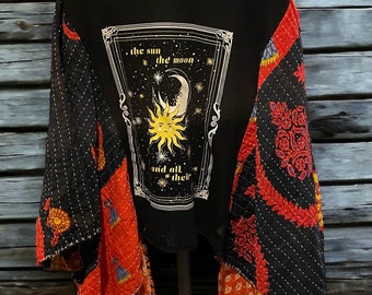 The Universe 2 Butterfly Upcycled Tee Poncho