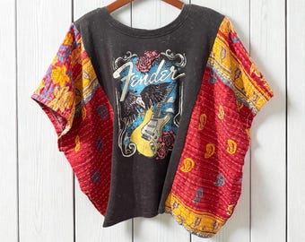 Fender Upcycled Vintage Kantha Upcycled Tee One Size Fits a Small to XXL