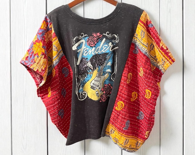 Featured listing image: Fender Upcycled Vintage Kantha Upcycled Tee One Size Fits a Small to XXL
