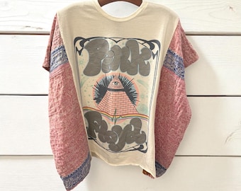 Pink Floyd Upcycled Vintage Kantha Upcycled Tee Fits Small to XXL