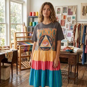 Comfortably Numb Upcycled Patchwork Dress One Size Fits a Small to 2X