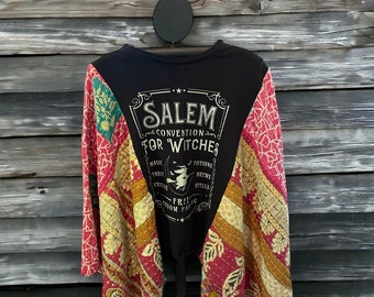 Poncho t-shirt recyclé Witchy Boho Butterfly