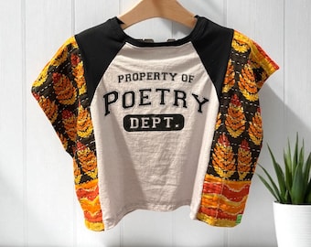Poetry Department Upcycled Vintage Kantha Upcycled Tee Fits Small to XL CROPPED