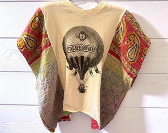 Palaye Royale Upcycled Vintage Kantha Upcycled Tee Fits Small to XXL  Oversized Petite SHORT Length