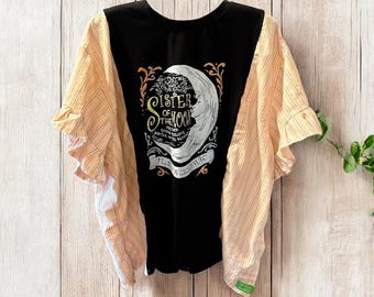 Sisters of the Moon Upcycled Drop Shoulder Tee Fits Small to XXL OVERSIZED