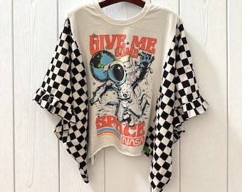 NASA Upcycled Flare Ruffled Sleeve Too One Size Fits a Small to XXL  Oversized