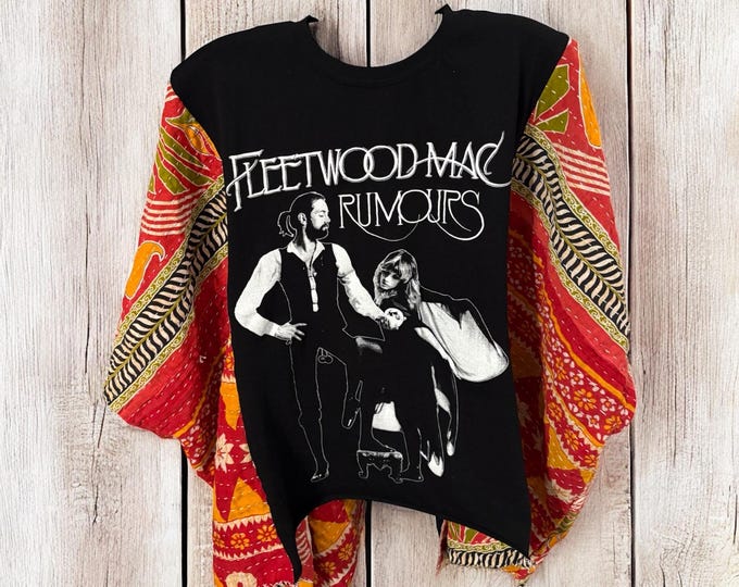 Featured listing image: Fleetwood Mac Upcycled Vintage Kantha Upcycled Tee Fits Small to XXL