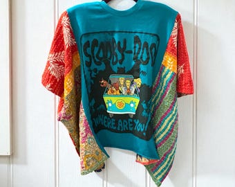 Scooby Doo Upcycled Vintage Kantha Upcycled Tee Fits Small to XXL