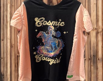 Cosmic Cowgirl Drop Sleeve Ruffle Top Fits a Small  to XXL OVERSIZED!!