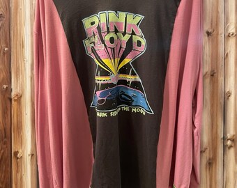 Dusty Rose and Pink Floyd Upcycled Drop Shoulder Top Fits a Large to 3X