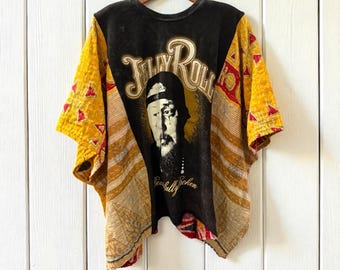 Jelly Roll Upcycled Vintage Kantha Upcycled Tee Fits Small to 3X
