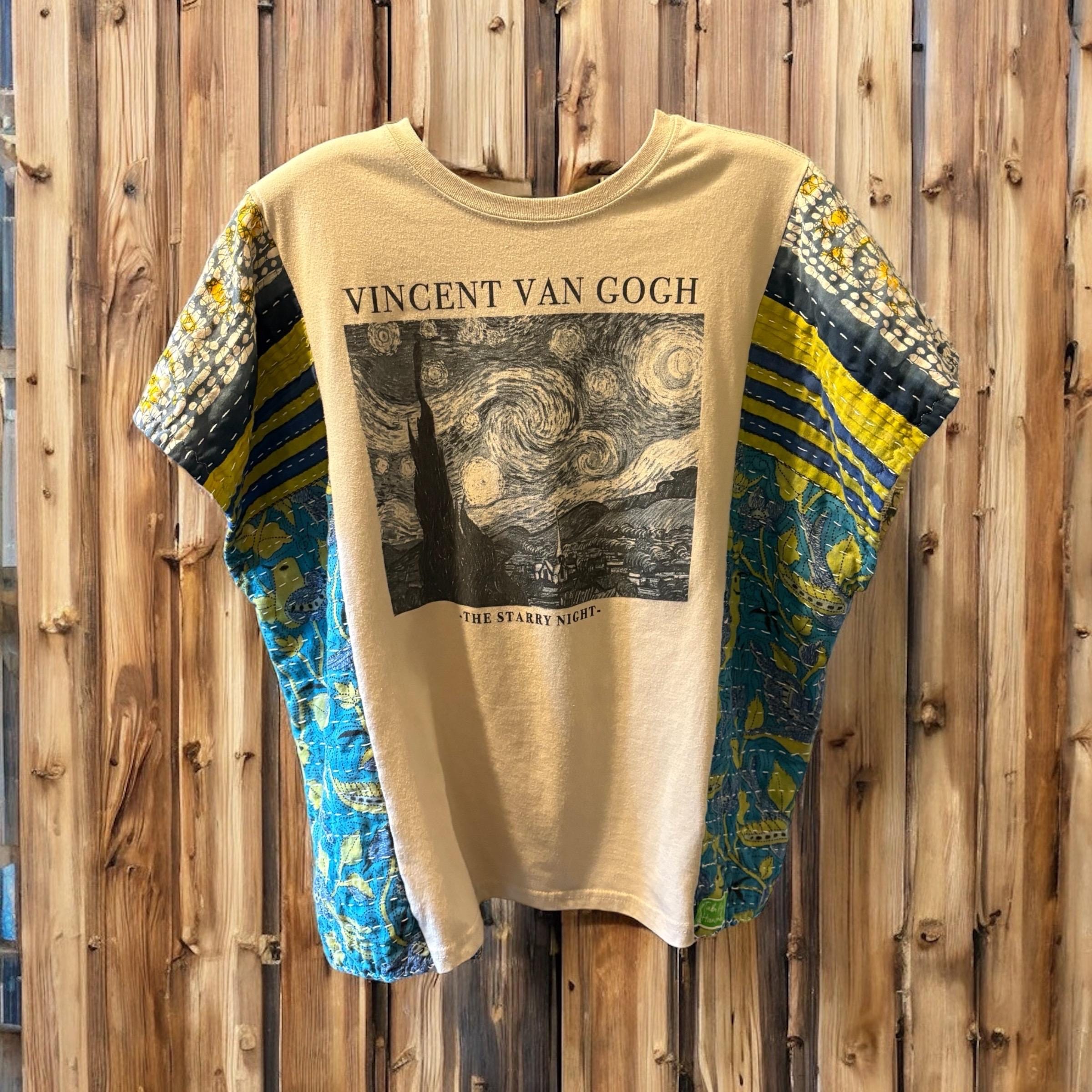 Starry Nights Upcycled Vintage Kantha Upcycled Tee Fits Small to XL