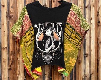 Stevie Nicks Upcycled Vintage Kantha Upcycled Tee Fits Small to XL