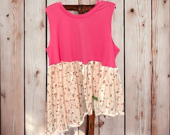 Pink Upcycled Baby Doll Tank Top Fits a Small to XXL