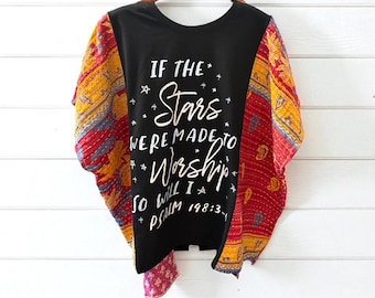 Worship Upcycled Vintage Kantha Upcycled Tee Fits Small to XXL Super Oversized