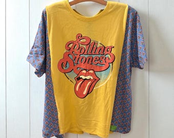 Rolling Stones Upcycled Drop Shoulder Tee Fits a Small to XXL