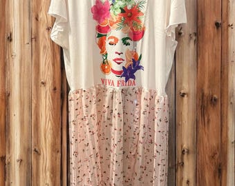 Vida Frida Ruffled Peekaboo Dress Fits Small to XL