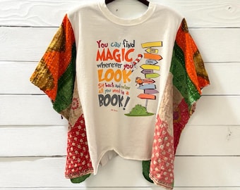 Dr.Suess Upcycled Vintage Kantha Upcycled Tee Fits Small to XXL