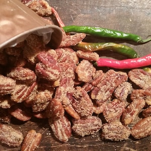 Bourbon Bacon Pecans Sweet Heat, Georgia Grown, Sweet, Salty and Spicy, One Pound