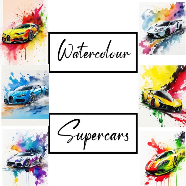 Big Supercars Clipart Exquisite Watercolor Supercars Art Prints - A Fusion of Speed and Elegance