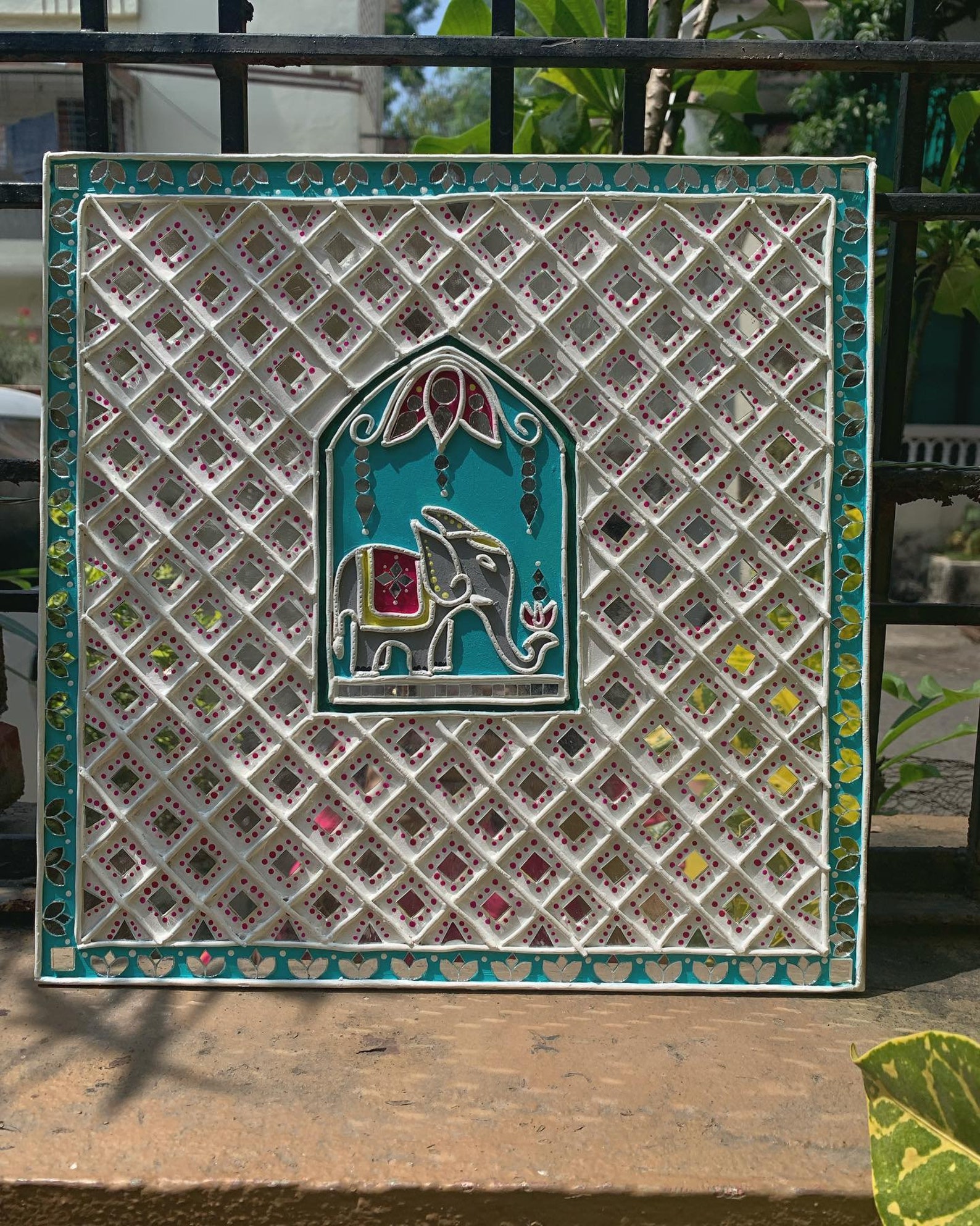 Buy Elephant Wall Lippan Art Lippan Art Clay and Mirror Art Online in