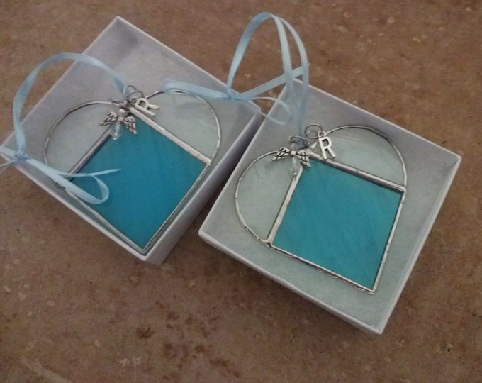 200 Custom Stained Glass Heart Funeral Personalize Color Charm Quantity - Wedding Baptism Graduation Fundraiser