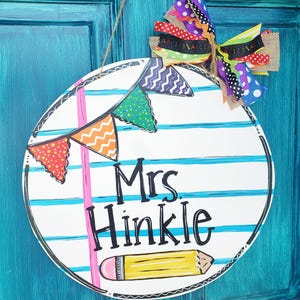 Paper & Banner Colorful Teacher Classroom Door Hanger - Free Shipping - Custom Colors and Personalization - Small or Large Size