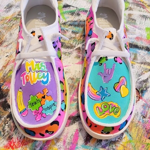 Custom Painted Teacher Shoes - Free Shipping - Personalized Canvas Shoes - Different Shoe Options Available