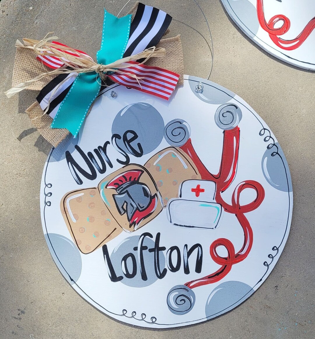 School Nurse Door Hanger Free Shipping Custom Mascot, Colors & Free