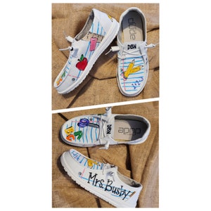 Custom Painted Teacher Shoes - Free Shipping - Personalized Canvas Shoes - Different Shoe Options Available