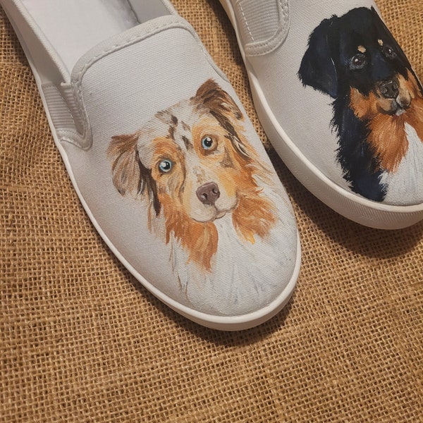 FREE Shipping - Custom Hand Painted Pet Shoes - Personalized Canvas Shoes - Different Shoe Options Available