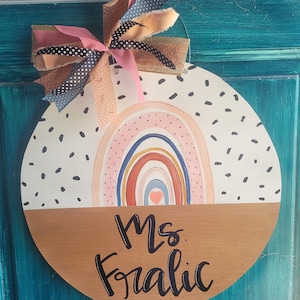 Rainbow Colorful Teacher Classroom Door Hanger - Free Shipping - Custom Colors and Personalization - Small or Large Size
