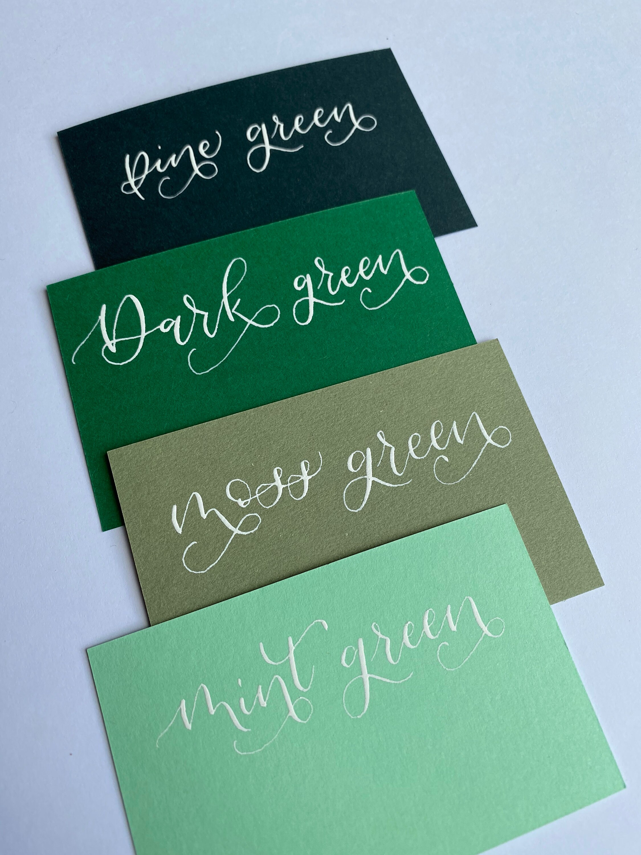 Place Cards the Green Collection Handwritten Calligraphy Place Cards