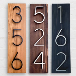 House Number Sign, Vertical Address Sign, House Address Plaque, Modern Floating Numbers, New Home Gift, Personalized Gift, CEDAR WOOD