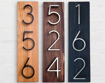 House Number Sign, Vertical Address Sign, House Address Plaque, Modern Floating Numbers, New Home Gift, Personalized Gift, CEDAR WOOD