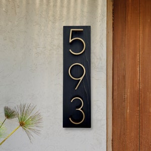 Gold House Number Sign, Vertical Address Plaque, New Home Gift, Personalized Gift, Housewarming Gift, Gift For Her, Brass House Numbers