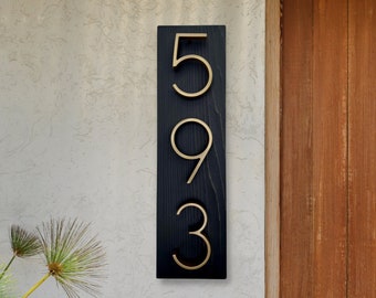 Gold House Number Sign, Vertical Address Plaque, New Home Gift, Personalized Gift, Housewarming Gift, Gift For Her, Brass House Numbers