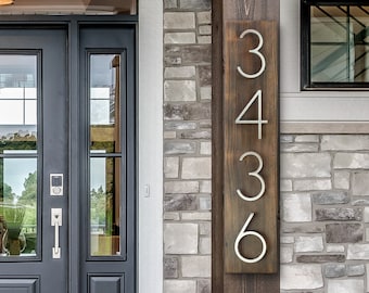 Personalized Gift for Home, House Number Sign, Modern Wood Address Plaque, Floating Address Numbers, Cedar Wood Vertical, Gift for Spouse