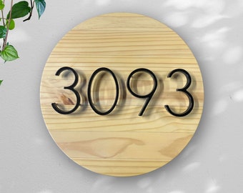 Circle Address Sign, Round Address Plaque, Wood Home Address Sign, Modern Numbers, Circle Porch Sign, Circular House Numbers