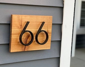 House Number Sign, Horizontal Wood Address Plaque, Modern Floating Numbers, Address Sign, Personalized Wedding Housewarming Gift