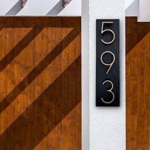 Personalized Housewarming Gift, House Number Sign, Vertical Address Sign, House Address Plaque, Modern Floating House Numbers, CEDAR WOOD