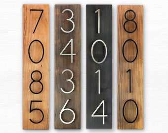 Vertical Address Plaque, Cedar Number Sign, Mount Floating House Number, Vertical Wooden House Numbers, Modern Wood House Number Sign