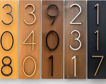 Vertical Address Plaque, Cedar Number Sign, Mount Floating House Number, Vertical Wooden House Numbers, Modern Wood House Number Sign