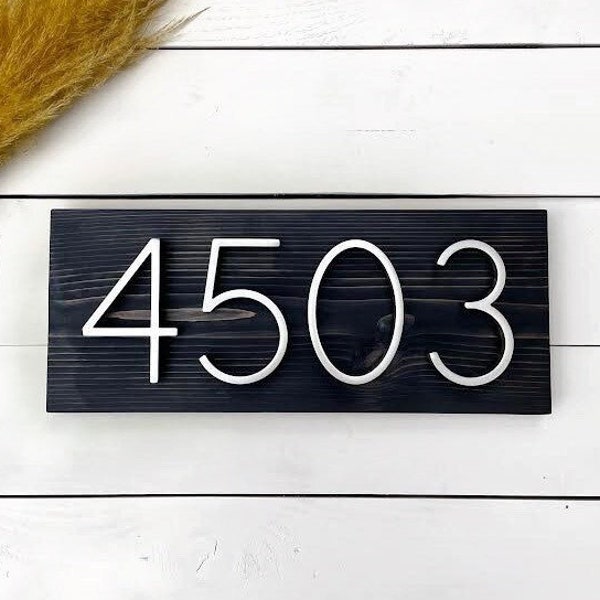 Address Sign For House, Horizontal Address Plaque, New Home Sign, House Numbers Modern Black, First Home Gifts For Couple, Wood Address Sign