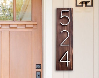 Modern Address Sign, Vertical House Number Plaque, Beach Cottage Sign, New Home Gift, Personalized Gift, Vacation Home Outdoor Decor
