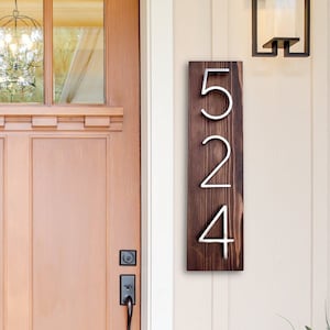 Modern Address Sign, Vertical House Number Plaque, Beach Cottage Sign, New Home Gift, Personalized Gift, Vacation Home Outdoor Decor