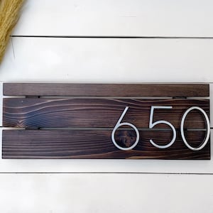 Mid Century Modern Address Sign, Horizontal House Number Sign, Address Plaque, Modern Address Sign, House Numbers, Wood Address Sign