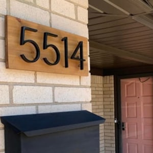 Modern House Number Sign, Address Sign, Modern Floating House Numbers, Cedar Wood Address Sign, Horizontal, House Numbers Brown